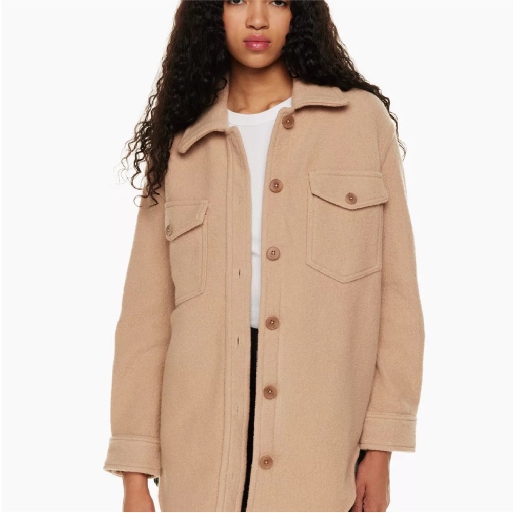 Aritzia Ganna Shirt Jacket in Beige/Dark brown, never warn, with tags